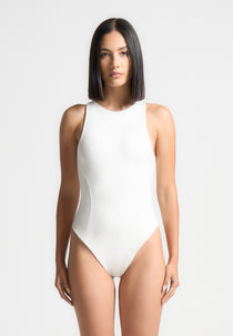 Inès - Double Layer Racer Neck Bodysuit - Off White