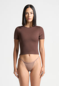 Léna - Double Layer Short Sleeve T-Shirt - Brown