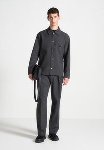 Leo - Hatched Tailored Overshirt - Grey