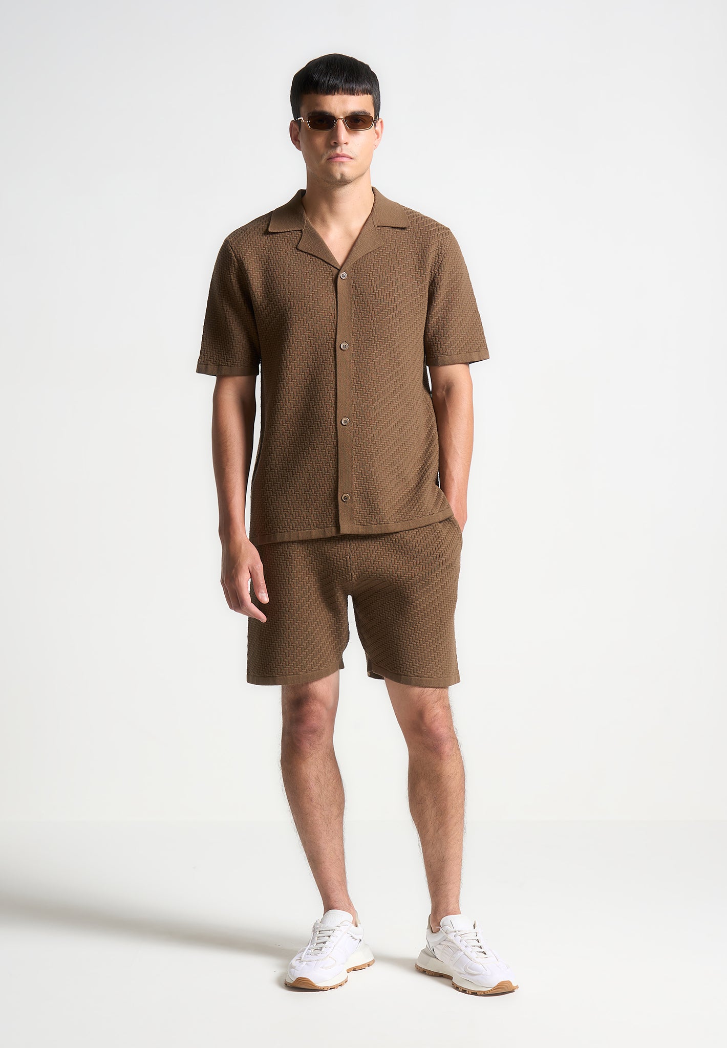 herringbone-knit-shorts-brown