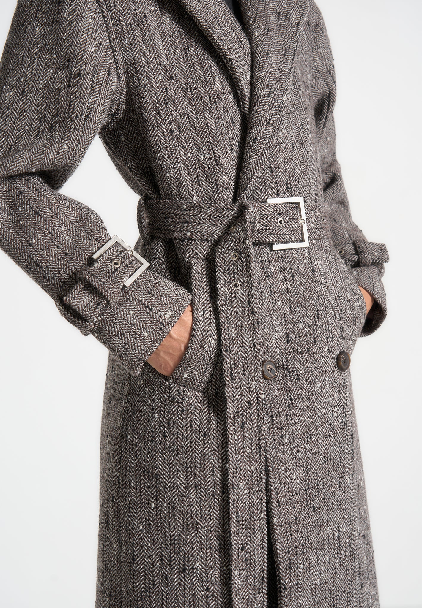 Herringbone trench coat deals