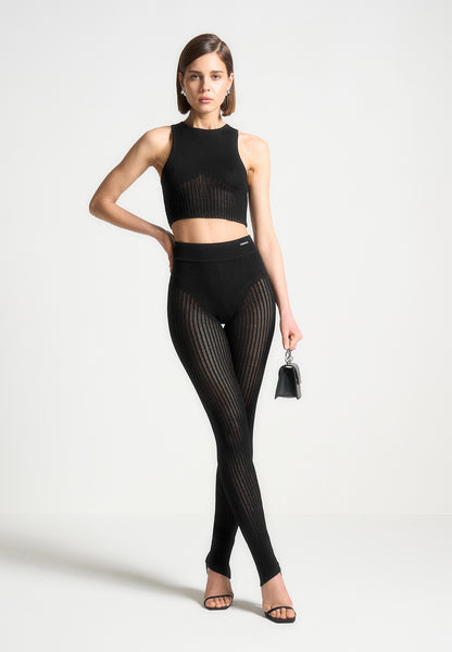 ★AMES-WORLDWIDE★KNIT LEGGINGS PANTS BLACK★正規品/直送料込 Suede Buckle Detail Leggings - Black | Manière De Voir USA