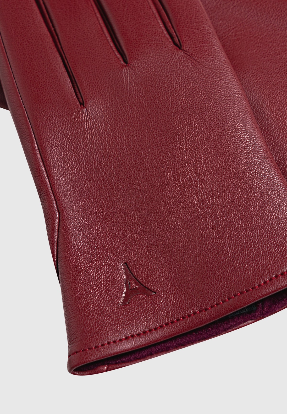 Azel - Leather Short Gloves - Wine Red
