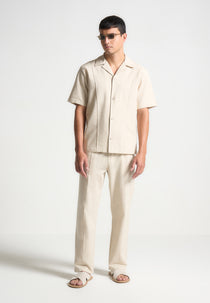 Linen Pintuck Revere Shirt - Natural