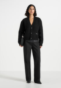 Charlie - Brushed Knit Signature Cardigan - Black