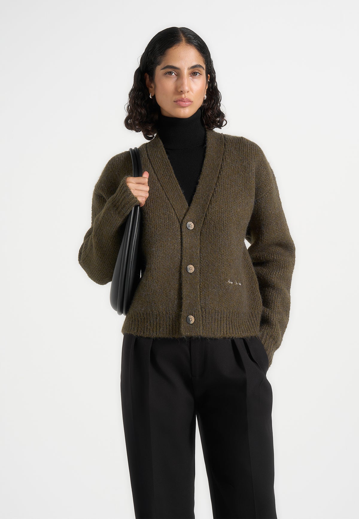 Charlie - Brushed Wool-Blend Knit Signature Cardigan - Olive