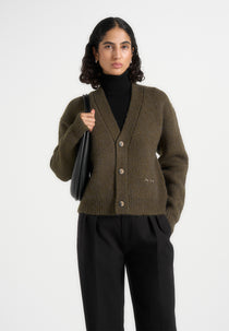 Charlie - Brushed Wool-Blend Knit Signature Cardigan - Olive