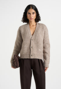 Charlie - Brushed Wool-Blend Knit Signature Cardigan - Taupe