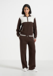 Mathieu - Colour Block Signature Knit Jacket - Brown / Cream
