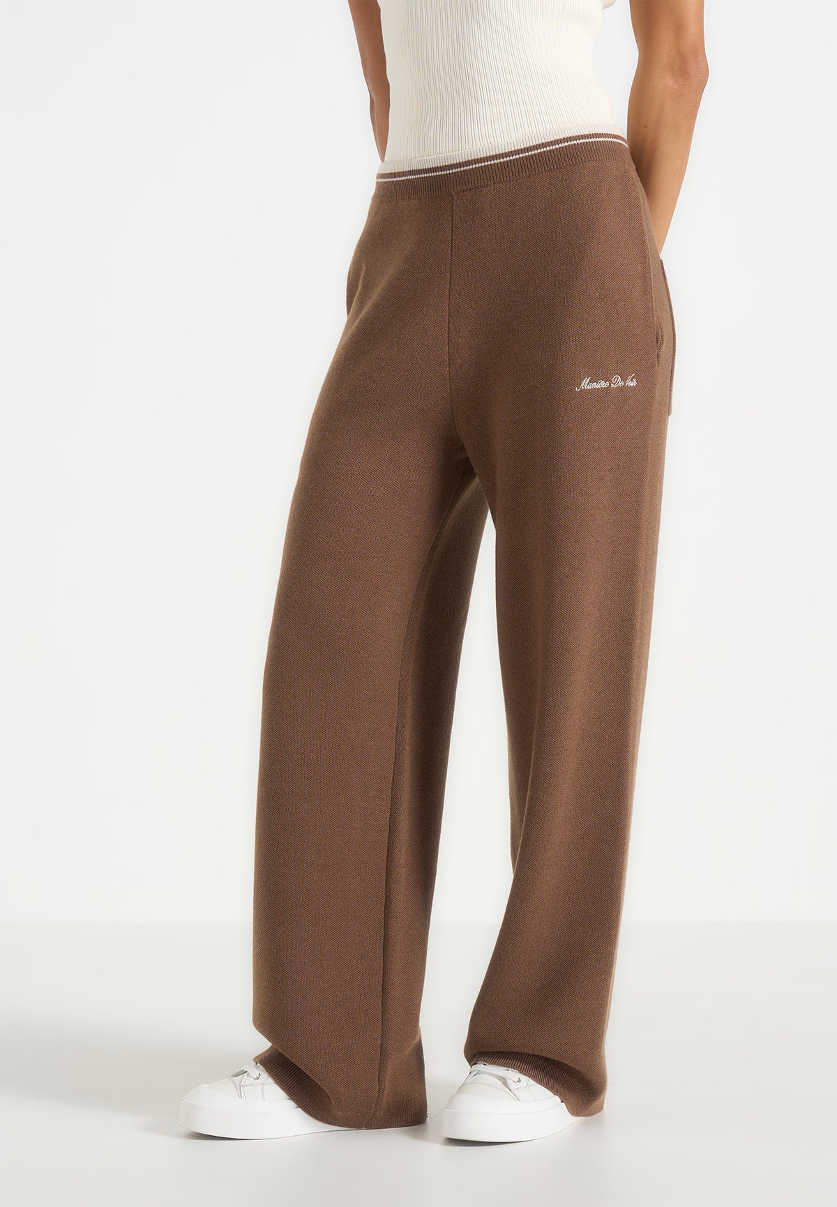 Max - Colour Block Signature Knit Track Pants - Taupe / Beige