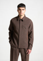 melange-tailored-shirt-with-triangle-pocket-brown