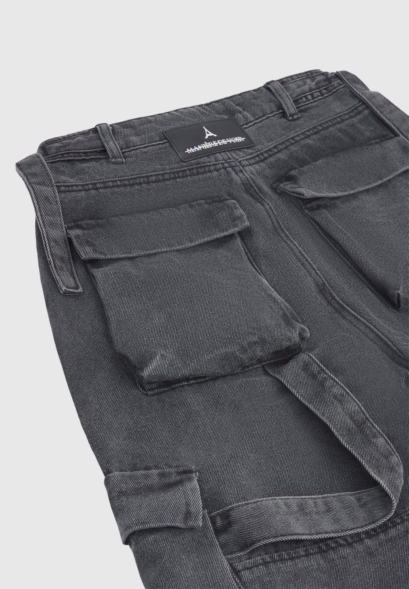 Mid Rise Cargo Pants - Washed Grey