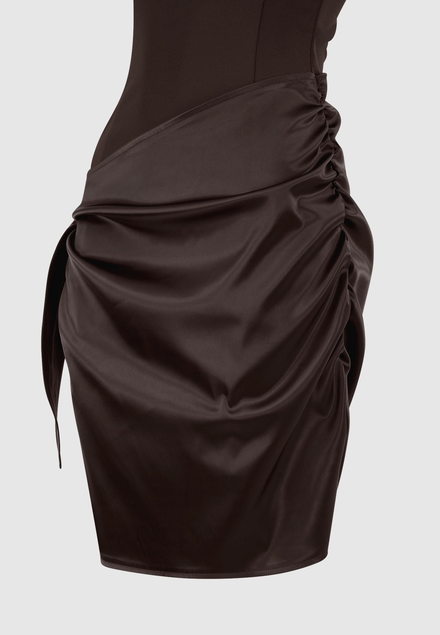 neoprene-and-satin-wrap-bodycon-dress-brown