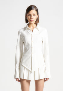 Sonia - Pinstripe Angled Shirt - White