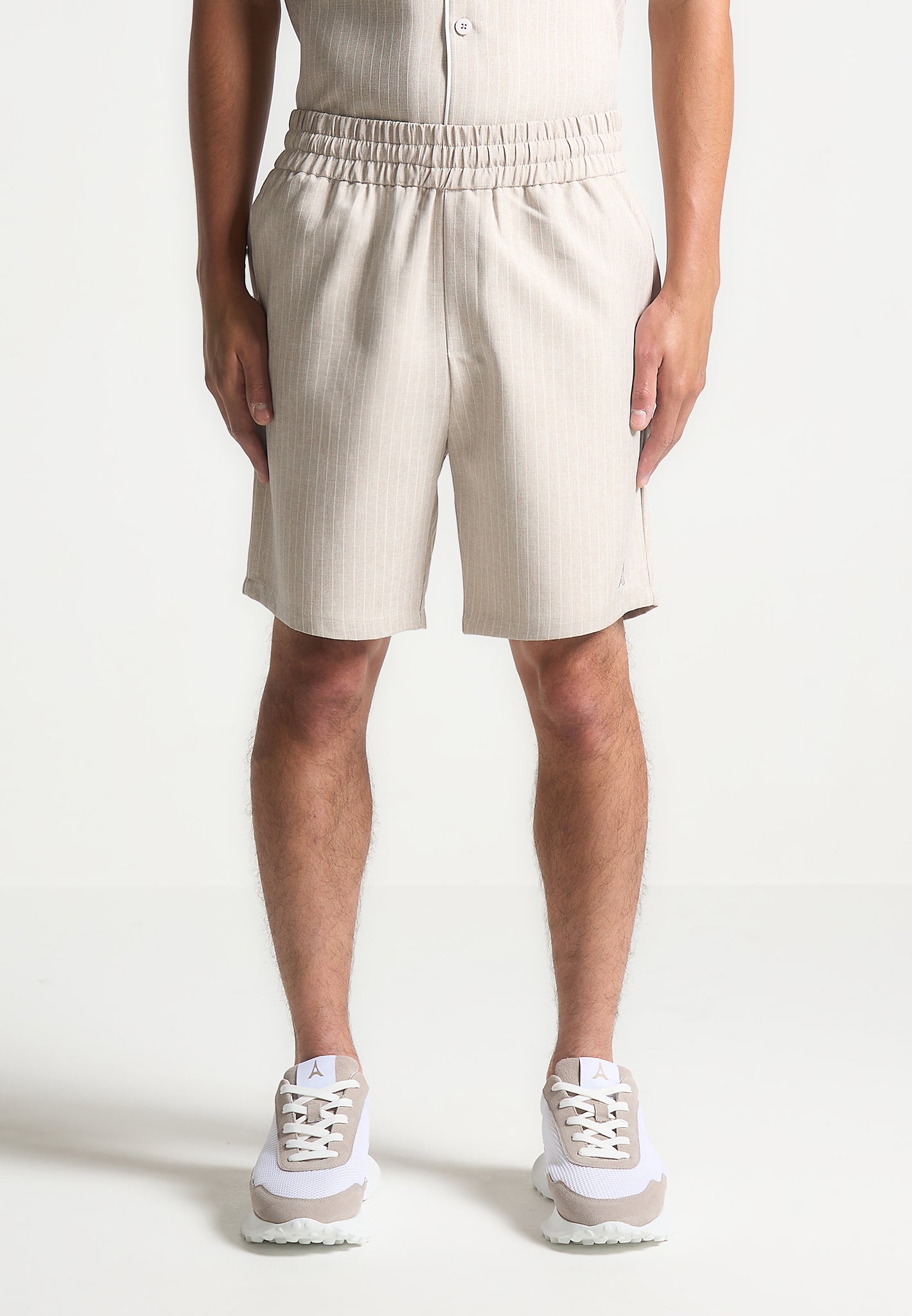 pinstripe-shorts-beige