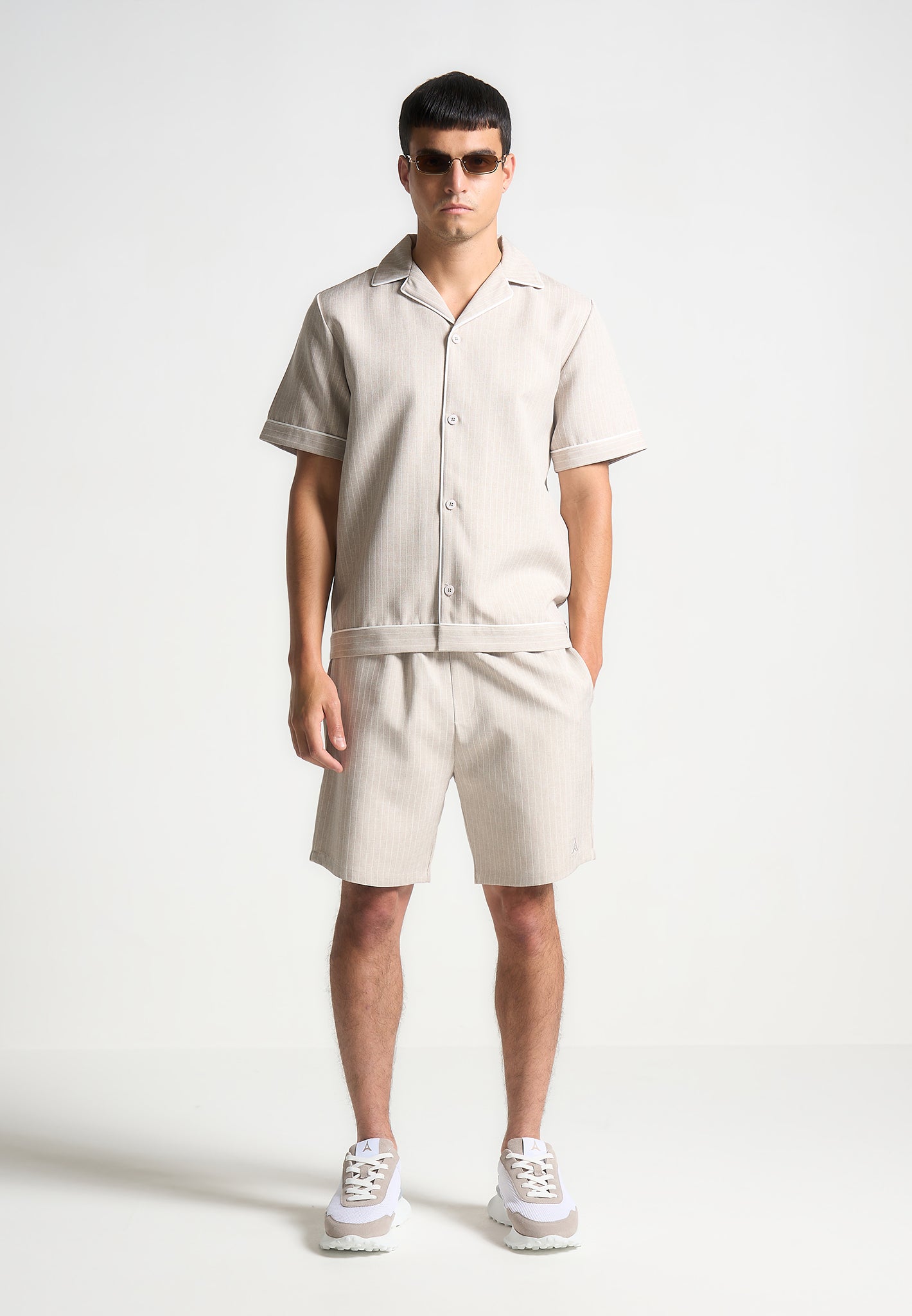 pinstripe-shorts-beige