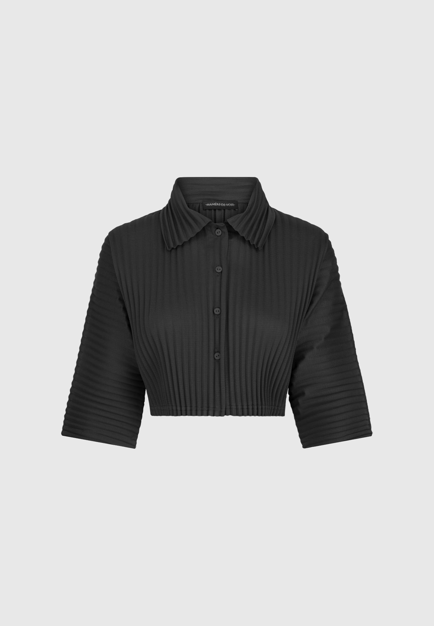 pleated-cropped-shirt-black