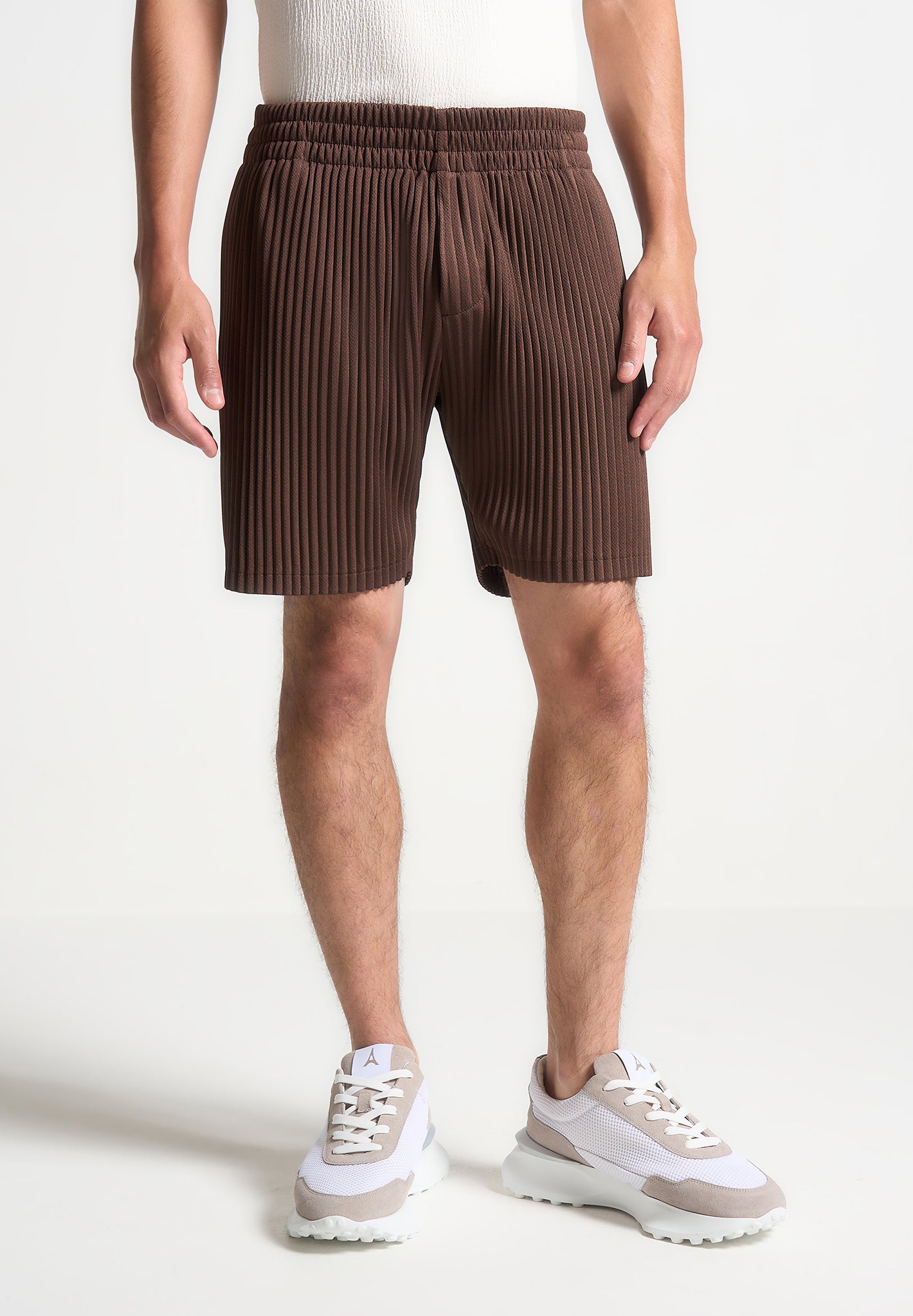 pleated-shorts-brown