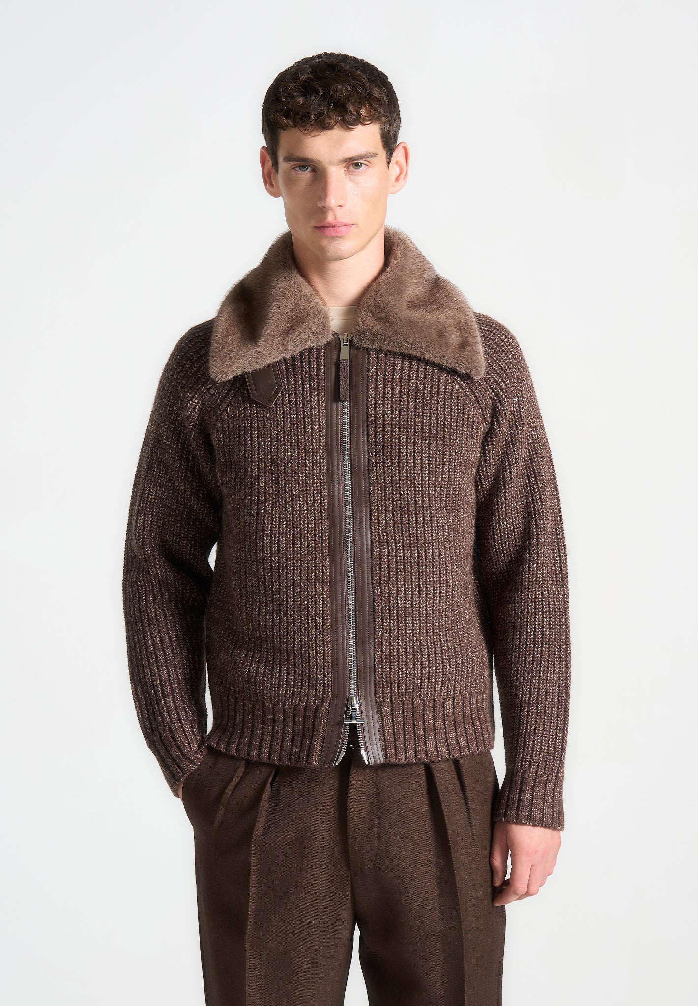 plush-collar-wool-knit-jacket-brown 