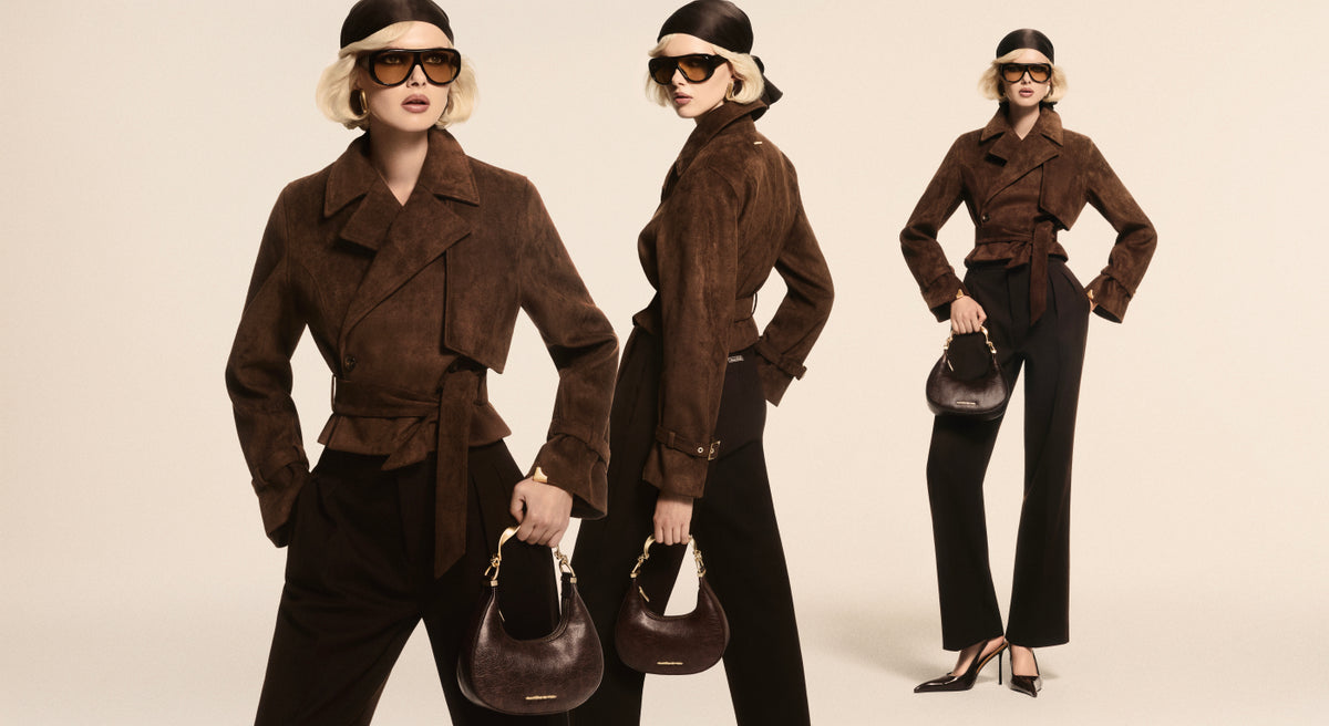 Poppy brown jacket campaign.
