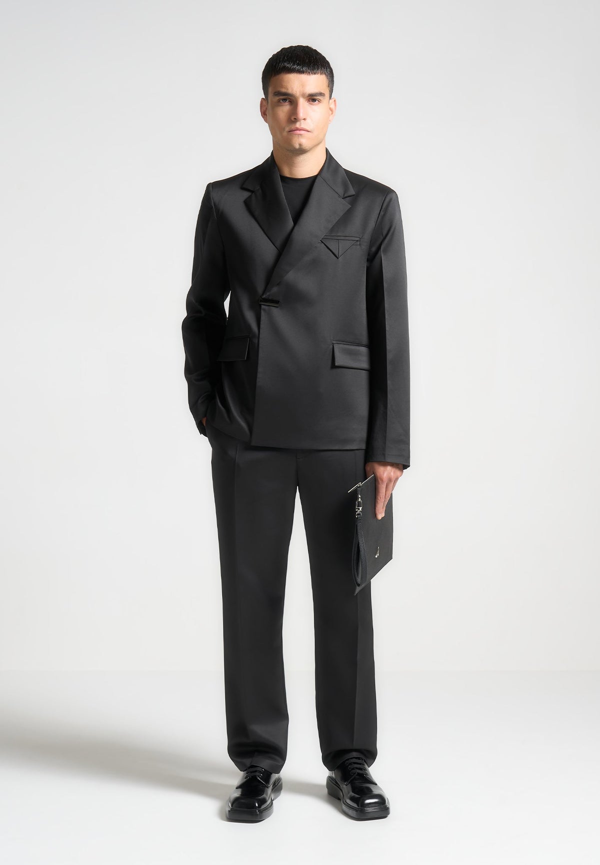 Joseph - Regular Fit Satin Tailored Trousers - Black