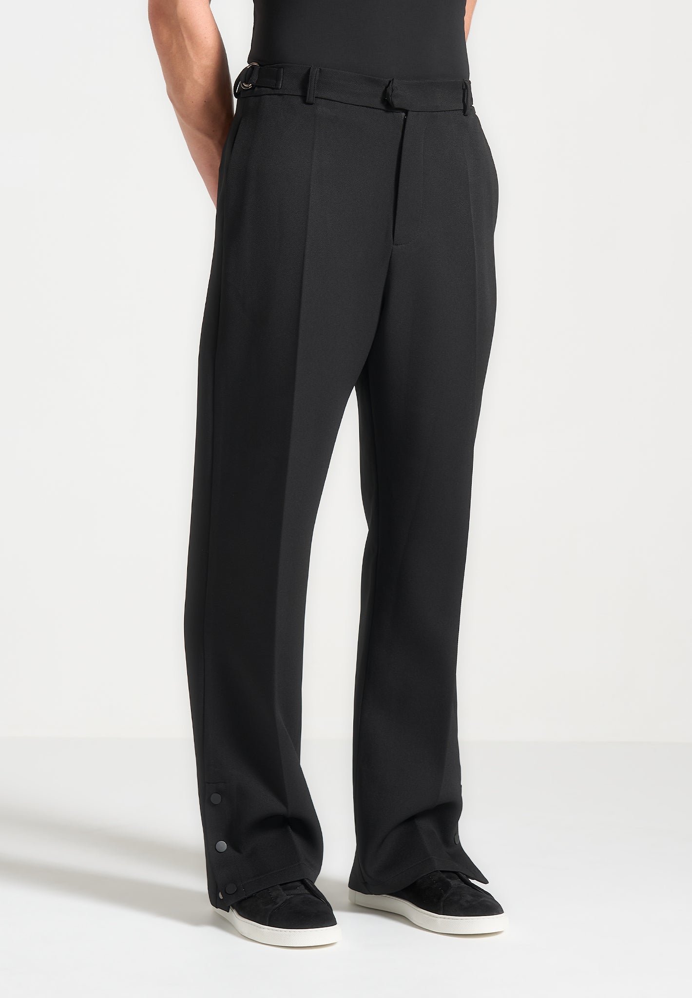 Relaxed Fit Tailored Button Cuff Trousers Black Mani re De Voir relaxed-fit-tailored-button-cuff-trousers-black-mani-re-de-voir