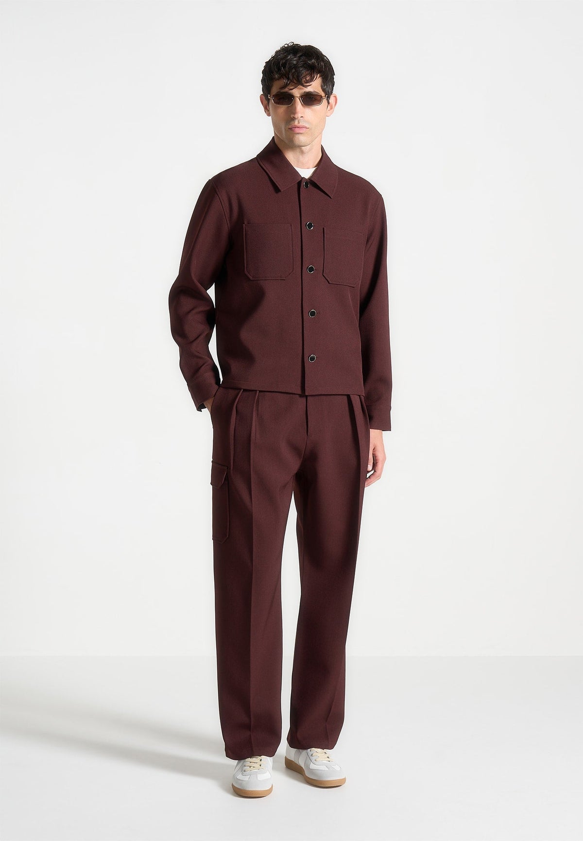 Maurice - Relaxed Fit Twill Pocket Trousers - Wine Red