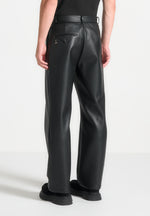 relaxed-fit-vegan-leather-pleated-trouser-black