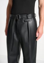 relaxed-fit-vegan-leather-pleated-trouser-black