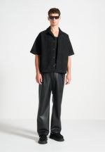 relaxed-fit-vegan-leather-pleated-trouser-black
