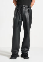 relaxed-fit-vegan-leather-pleated-trouser-black
