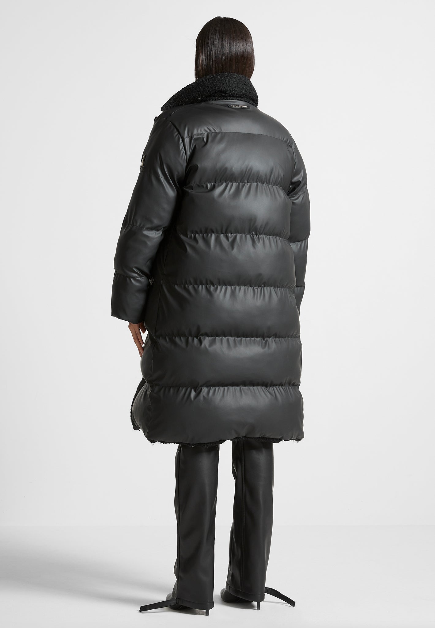 Black boucle longline online jacket