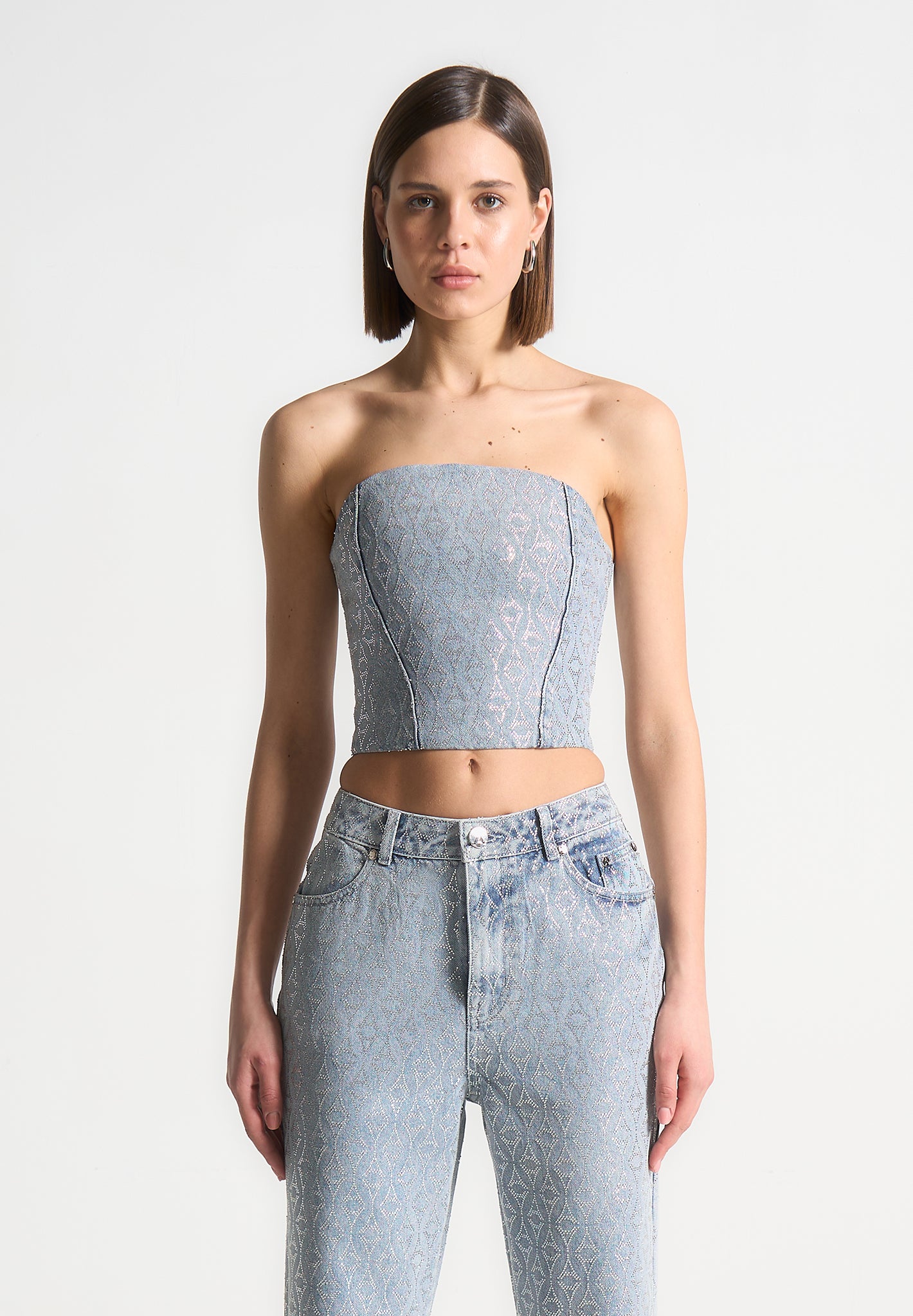 Rhinestone strapless top hotsell