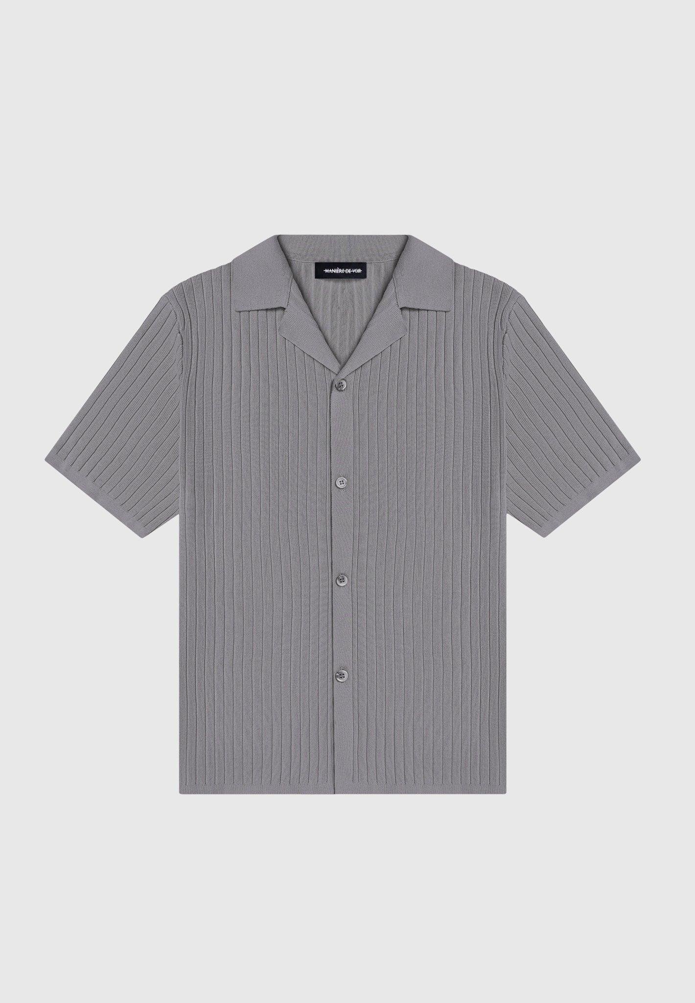 ribbed-knit-revere-shirt-grey