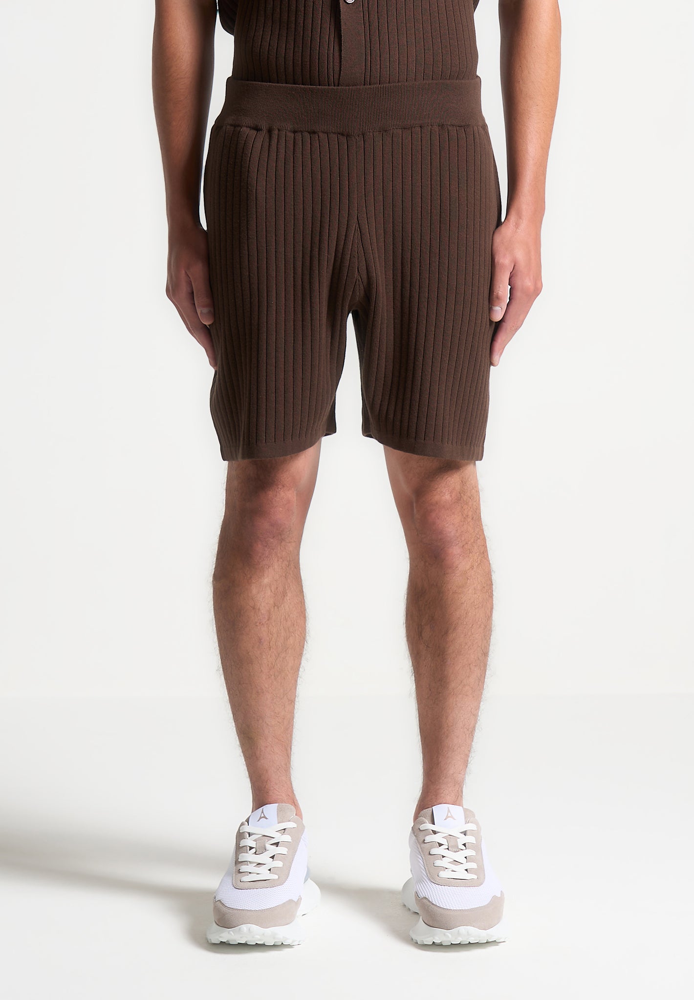 ribbed-knit-shorts-brown