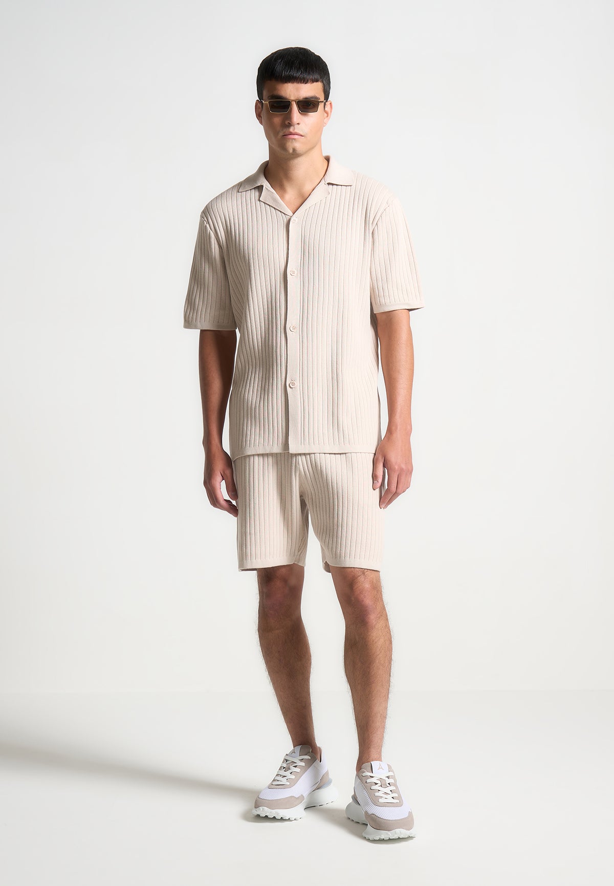 Ribbed Knit Shorts - Cream