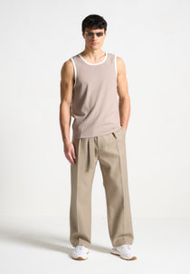 Seersucker Vest - Beige/White
