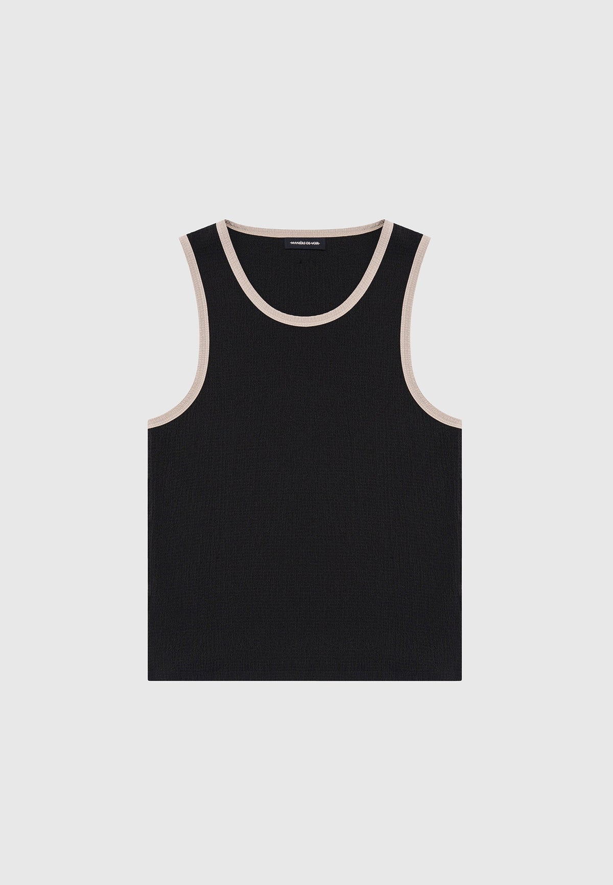 Seersucker Vest - Black/Beige