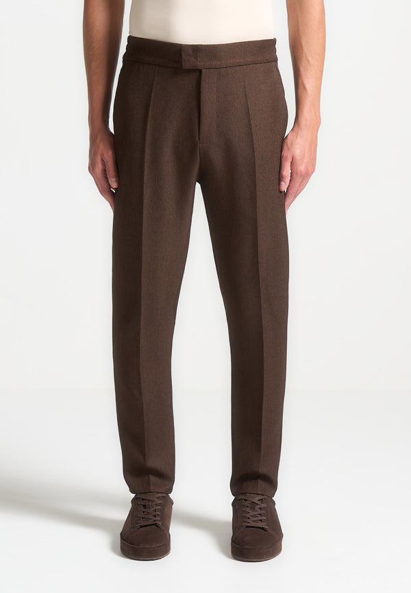 Claude - Slim Fit Tailored Trousers - Brown