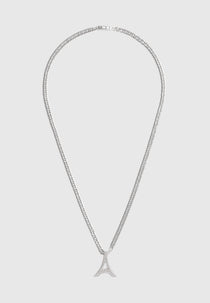 Sterling Silver Iced Eiffel Pendant Necklace - Silver