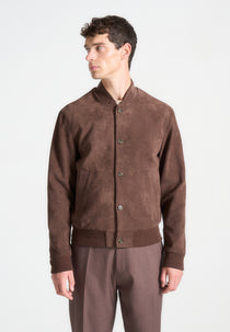 Suede Bomber Jacket - Brown