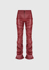 tacked-vegan-leather-flared-trousers-wine-red