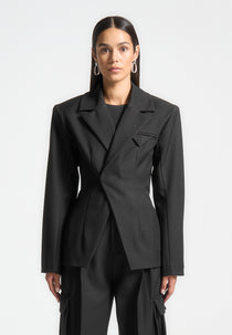 Béatrice - Tailored Contour Double Breasted Blazer - Black