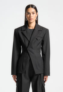 Beatrice - Tailored Contour Double Breasted Blazer - Black