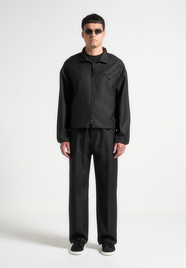 Tailored Funnel Neck Jacket - Black