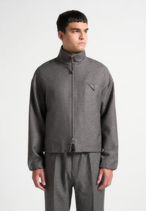 Tailored Funnel Neck Jacket - Grey