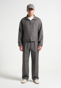 Tailored Funnel Neck Jacket - Grey
