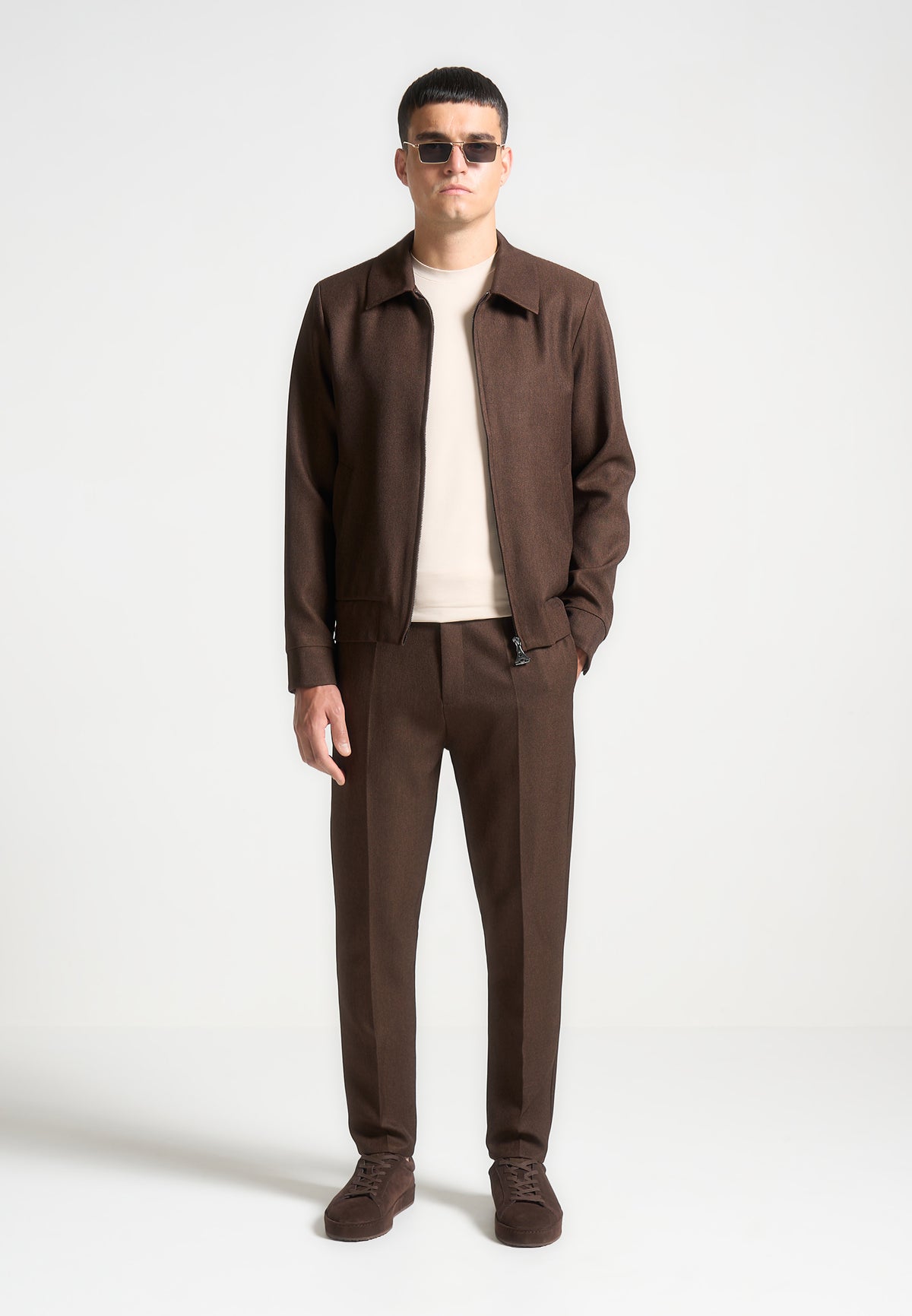 Roger - Tailored Harrington Jacket - Brown