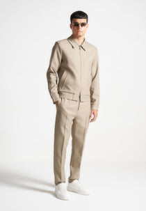 Roger - Tailored Harrington Jacket - Beige