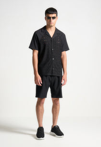 Textured Raglan Shirt - Black